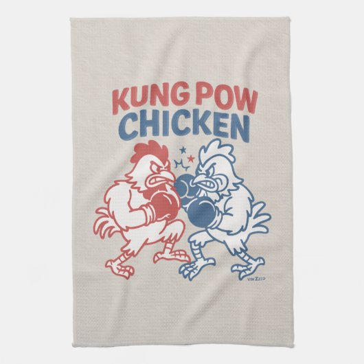 Kung Pow Chicken Grappig Eten Pun Theedoek (Verticaal)