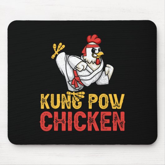 Kung Pow Kip Grappige Karate Kip Ninja Een Krijger Muismat (Voorkant)