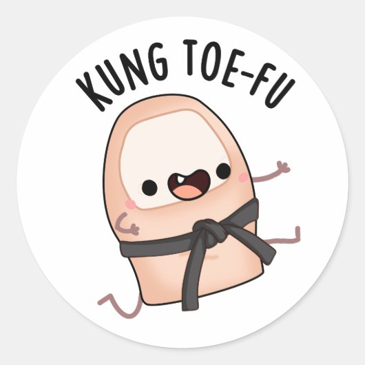Kung Toe-fu Funny Big Toe Pun Ronde Sticker (Voorkant)