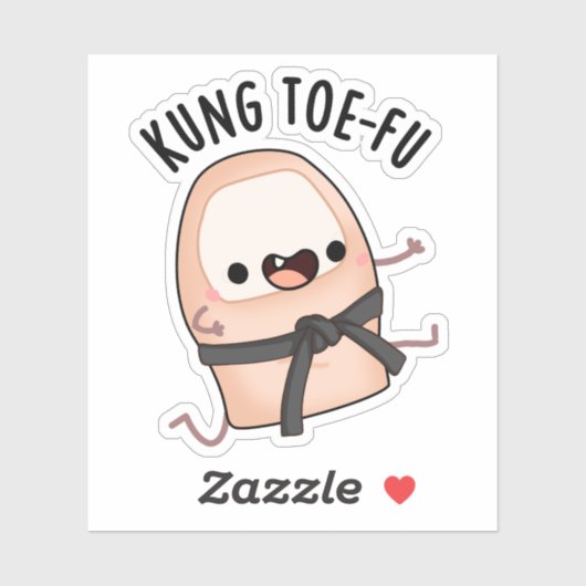 Kung Toe-fu Funny Big Toe Pun Sticker (Vel)