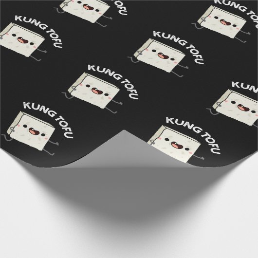 Kung Tofu Funny Kungfu Tofu Pun Dark BG Cadeaupapier (Hoek)