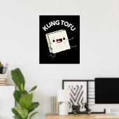 Kung Tofu Funny Kungfu Tofu Pun Dark BG Poster (Thuiskantoor)