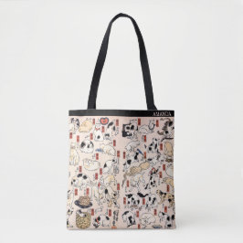 Kuniyoshi Cats – Japanese Ukiyo-e – Custom Text Tote Bag