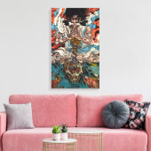 Kuniyoshi De Warrior asian samurai die de slang me Canvas Afdruk (Insitu (Woonkamer))