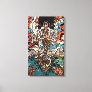 Kuniyoshi De Warrior asian samurai die de slang me Canvas Afdruk