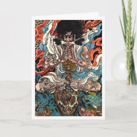 Kuniyoshi De Warrior asian samurai die de slang me Kaart (Voorkant)