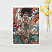 Kuniyoshi De Warrior asian samurai die de slang me Kaart (Gele Bloem)