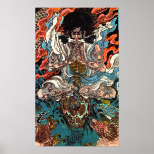 Kuniyoshi De Warrior asian samurai die de slang me Poster