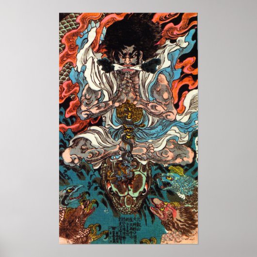 Kuniyoshi De Warrior asian samurai die de slang me Poster (Voorkant)