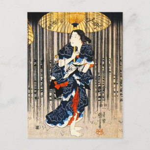 Kuniyoshi Drie vrouwen met Briefkaart van paraplu