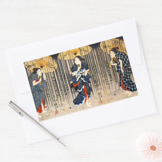 Kuniyoshi Drie vrouwen met paraplu Stickers (Envelop)