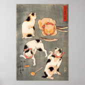 Kuniyoshi Four Cats Poster (Voorkant)