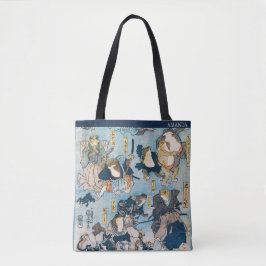 Kuniyoshi Frogs – Japanese Ukiyo-e – Custom Text Tote Bag