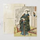 Kuniyoshi  Japanse strijder Takenaka Hanbei Briefkaart (Voorkant / Achterkant)