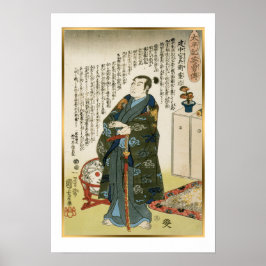 Kuniyoshi Japanse strijder Takenaka Hanbei Poster