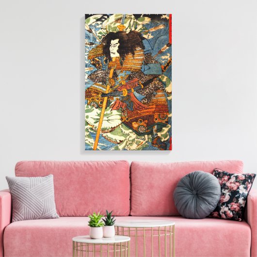 Kuniyoshi Samurai Canvas Print (Insitu (Woonkamer))
