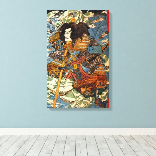 Kuniyoshi Samurai Canvas Print (Insitu (Houten vloer))