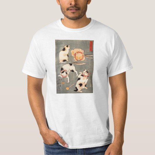Kuniyoshi Vier katten T-shirt (Voorkant)