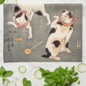 Kuniyoshi Vier katten Theedoek (Gevouwen)