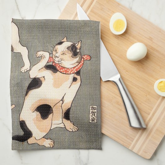 Kuniyoshi Vier katten Theedoek (Quarter Fold)