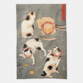 Kuniyoshi Vier katten Theedoek (Verticaal)