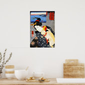 Kuniyoshi Woman met een Poster van een kat (Keuken)