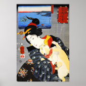 Kuniyoshi Woman met een Poster van een kat (Voorkant)