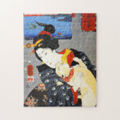 Kuniyoshi Woman met kat Puzzle Legpuzzel (Verticaal)