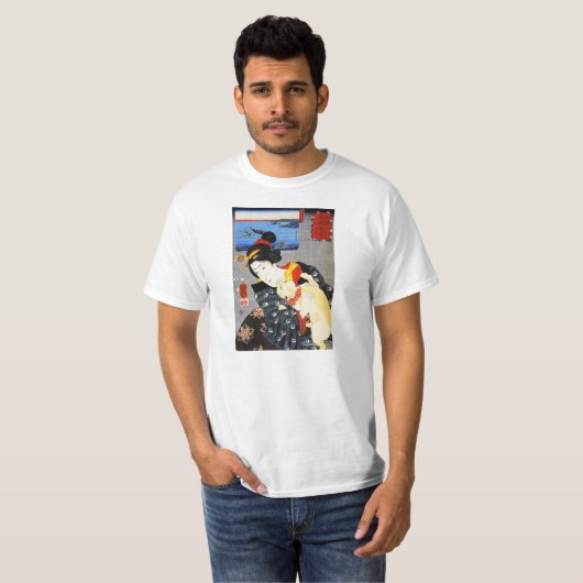 Kuniyoshi Woman met T-shirt Cat (Voorkant volledig)