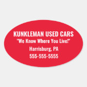 Kunkleman-Sticker Ovale Sticker (Voorkant)