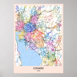 Kunming China Stadsplattegrond Poster