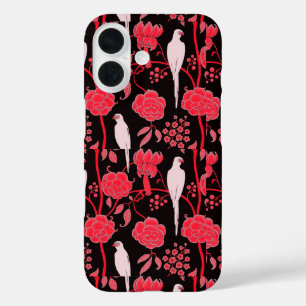 KUNNEN DE DECO RODE STROMEN, WITTE PARROTS OP ZWAR iPhone 16 HOESJE