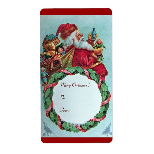 KUNNEN EN HUMOROUS SANTA CLAUS  KROEIEN ETIKET (Voorkant)