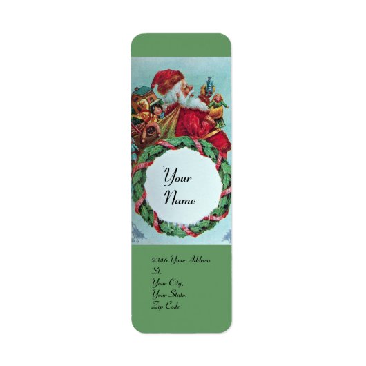 KUNNEN EN HUMOROUS SANTA CLAUS KROEIEN ETIKET (Voorkant)