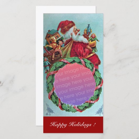 KUNNEN EN HUMOROUS SANTA CLAUS  KROEIEN FEESTDAGENKAART (Voorkant / Achterkant)