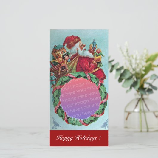 KUNNEN EN HUMOROUS SANTA CLAUS  KROEIEN FEESTDAGENKAART (Staand voorkant)