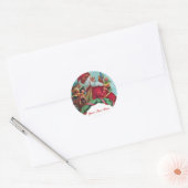 KUNNEN EN HUMOROUS SANTA CLAUS  KROEIEN RONDE STICKER (Envelop)