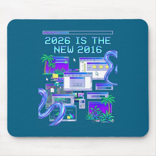 Kunst 2016 Vaporwave Pixel Computer Esthetiek Muismat (Voorkant)