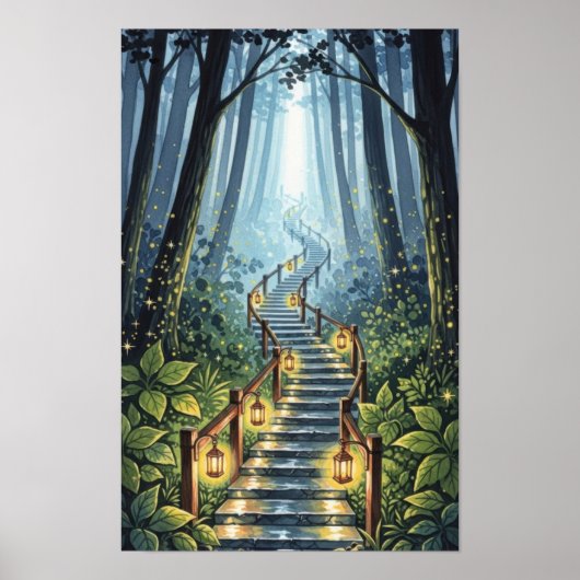 Kunst aan de muur. Bos trap Poster (Voorkant)