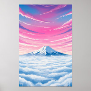 Kunst aan de muur. Boven de wolken Poster