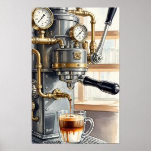 Kunst aan de muur. Koffie voor de ochtendstemming Poster