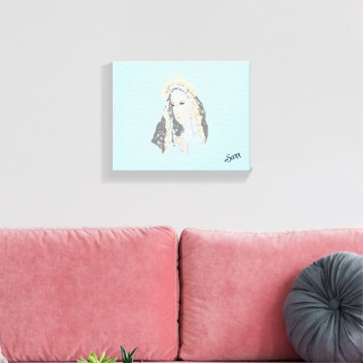 Kunst aan de Muur: Maagd Maria Canvas Afdruk (Insitu (Woonkamer))