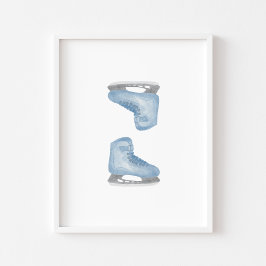 Kunst aan de muur van Blue Ice ijshockeyschaats Poster