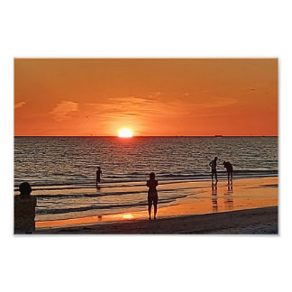 Kunst aan de muur van Sunset Beach - Kust Oceaan D Foto Afdruk