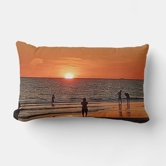 Kunst aan de muur van Sunset Beach - Kust Oceaan D Kussen (Voorkant)