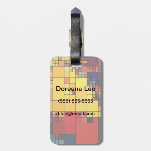 Kunst abstract levendig geometrisch patroon van de bagagelabel (Achterkant verticaal)