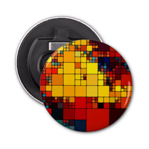 Kunst abstract levendig geometrisch patroon van de button flesopener