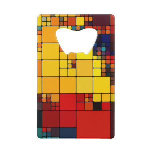 Kunst abstract levendig geometrisch patroon van de creditkaart flessenopener