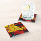 Kunst abstract levendig geometrisch patroon van de glazen onderzetter (Schuin)