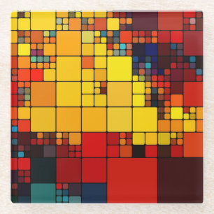 Kunst abstract levendig geometrisch patroon van de glazen onderzetter